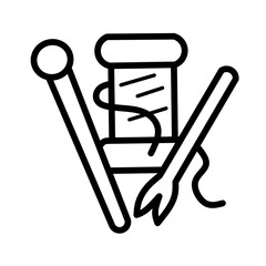 Minimalist Outline Sewing Item and Supplies, Pin, Thread, Ripper Icon