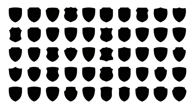 Collection of shield silhouettes for emblem design and branding concepts