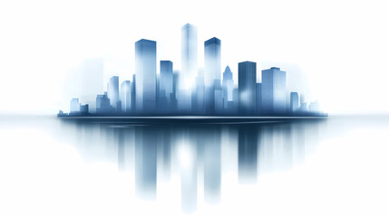 Obraz premium Illustration of the city skyline and its reflection on the water