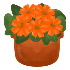 Flower In A Vase Illustration In Crayon Art Style