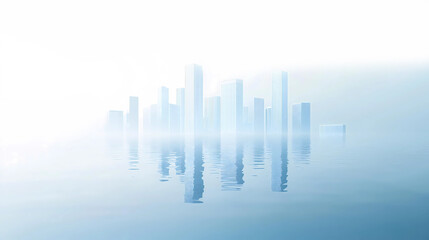 Illustration of the city skyline and its reflection on the water
