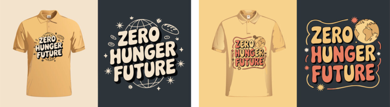 Illustrated Polo Shirts and Designs Promoting Zero Hunger Future, Earth Friendly Apparel Concept