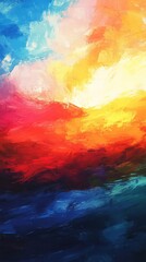 Naklejka premium Vibrant abstract sky with blended colors and brushstrokes