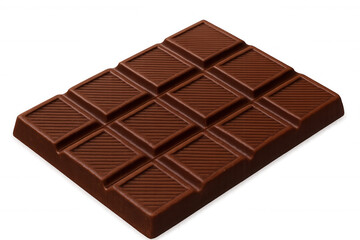 Sweet milk chocolate bar with square segments isolated on transparent background, perfect for food and dessert projects