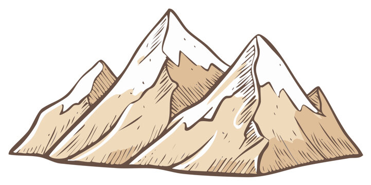mountains sketch style with snow peaks clip art preview