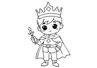 Kawaii Prince Wand Coloring Page