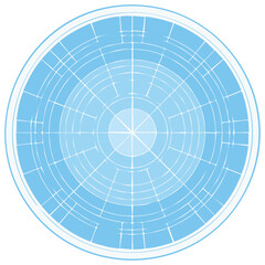 Fototapeta premium Geometric Circular Pattern Design with Radial and Grid Lines in Light Blue Hue