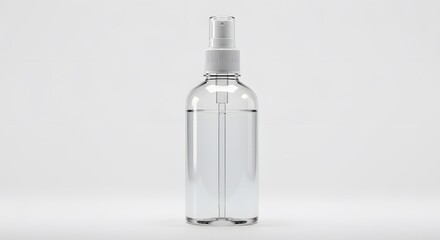 Fototapeta premium Transparent Spray Bottle Mockup: Clean Minimalist Product Design on White Background