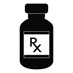 Fototapeta premium Black prescription bottle with Rx symbol medical healthcare