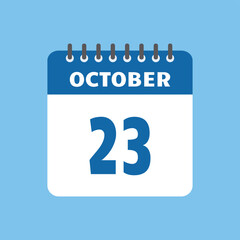 october 23 calendar icon Vector page month design