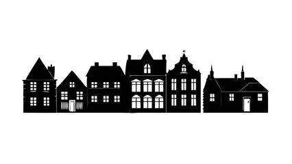 Minimalist abstract white line art sketches of architectural structures and geometric shapes on a black background