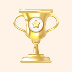 Polished Gold Trophy Cup with Star Design Perfect for Rewards Apps and E-Sports