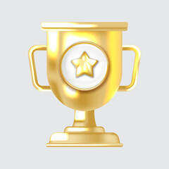 Gold Trophy Cup with Star Emblem Perfect for Achievement Badges and Game Rewards