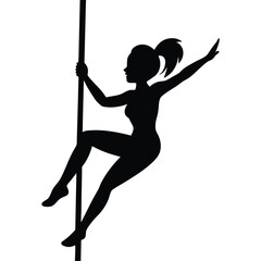 Silhouette of a girl dancing on a pole fitness