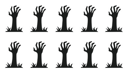 Fototapeta premium Spooky zombie hands emerging from ground grass