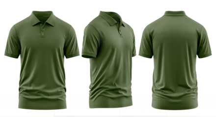 Olive Green Collared Shirt Design Template