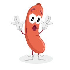 Obraz premium Shocked Sausage Mascot Character Surprise Expression