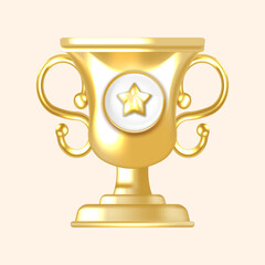 Premium Gold Prize Cup Featuring Star Icon Ideal for Achievement and Victory Badges