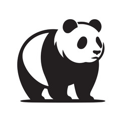 Fototapeta premium Black and White Minimal Panda Design – AI Vector Logo