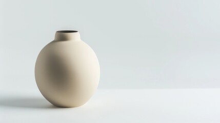 Minimalist Ceramic Vase with Dried Branches Against a White Background