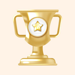 Glossy Gold Trophy Cup with Star Symbol Best for Leaderboard Icons and Digital Rewards