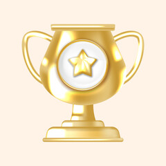 Metallic Gold Champion Cup with Star Emblem Perfect for Badges and Game Medals