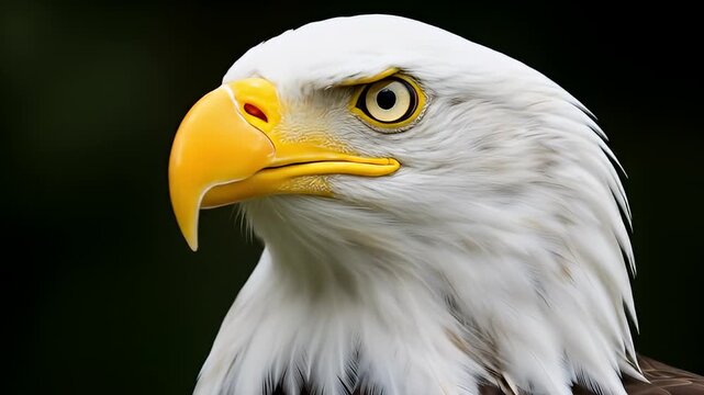 Close-up of a Watchful American Bald Eagle's Head	