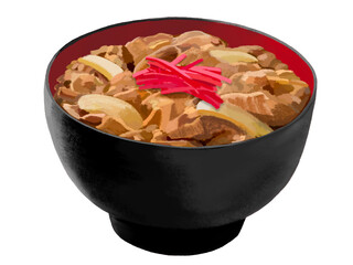 牛丼（黒赤椀）紅生姜付き