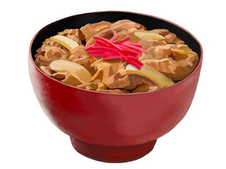 牛丼（赤黒椀）紅生姜付き