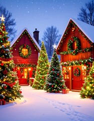 Cozy Christmas Village Scene