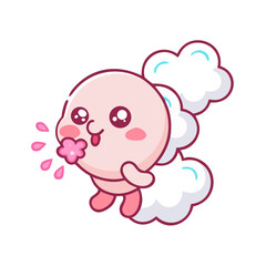 cloud blowing kawaii character