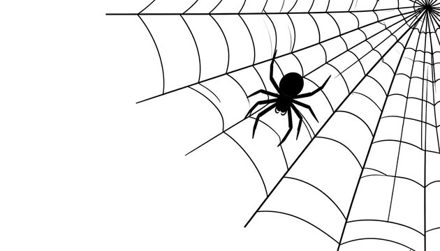 Black spider on white web