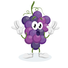 A joyful bunch of grape characters pointing with a cheerful expression