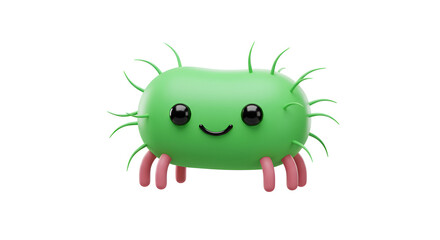 Fototapeta premium Cute and Friendly Cartoon Bacteria Character Isolated on White Background