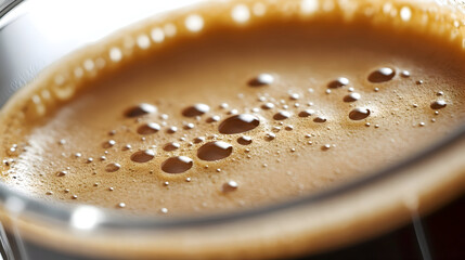 Closeup coffee drink foam bubbles