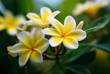 Obraz premium Close-up of vibrant yellow and white flowers blooming amidst lush green foliage