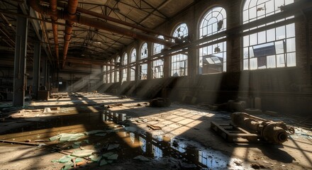 Abandoned Industrial Warehouse Gritty Interior