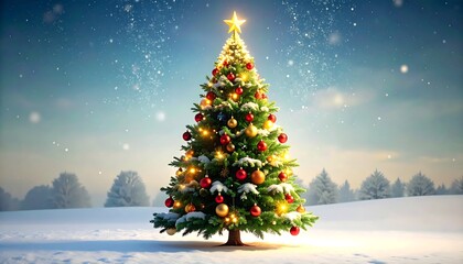 Christmas tree in snowy landscape (2)