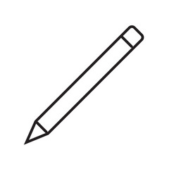 Minimalist black outlined cartoon pencil suitable for educational designs, stationery products, coloring books, and creative learning materials for kids.