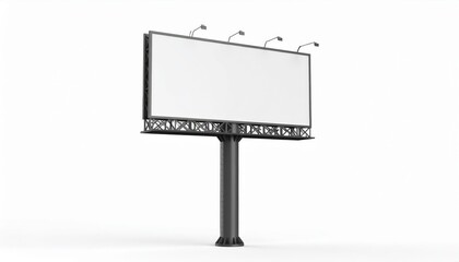 Obraz premium Sleek Black Metal Billboard Mockup with Blank Canvas for Advertising Isolated 3D View.