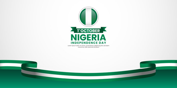 Nigeria independence day banner background october 1st design element with waving ribbon flag