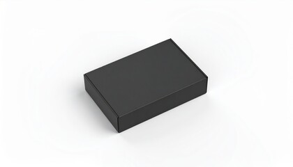 Sleek Matte Black Mailer Box Mockup Closed and Isolated on White Background.