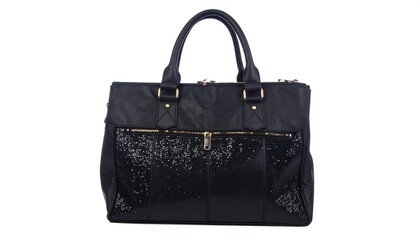 Black tote bag with sequins