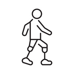 Stick figure with prosthetic legs, walking confidently. Suitable for medical, disability, rehabilitation, and diversity themed designs and projects.