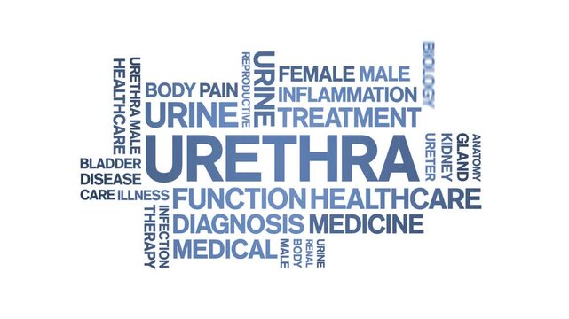 Urethra animated word cloud-text design animation tag kinetic typography seamless loop.