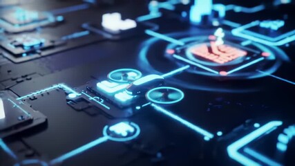 Futuristic drone navigating a glowing technology network, a data transfer concept in a cinematic 3d animation style
 - Powered by Adobe