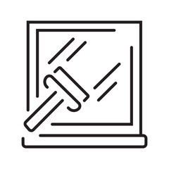 Cleaning with a squeegee, window streak marks visible. Ideal for commercial cleaning services or household cleaning products marketing materials.