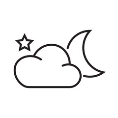 Cloud, star, and moon outline design suitable for celestial themed projects, stationery, logo design, or digital products related to space.