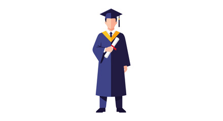 Illustration of a Graduating Student Holding Diploma Depicting Academic Achievement and Success for Educational Materials and Graduation Ceremony Resources