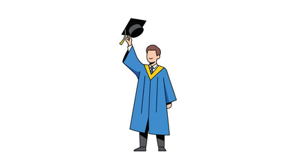Celebrating Academic Achievement Graduation Ceremony Illustration for Educational Materials and Commencement Announcements, Ideal for School Websites and Student Success Stories